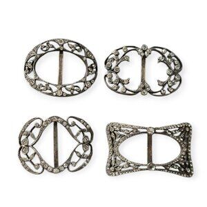 Assorted collection of antique buckles. 4 pieces